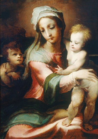 Madonna en kind met de jonge Johannes de Doper door Domenico di Pace Beccafumi  